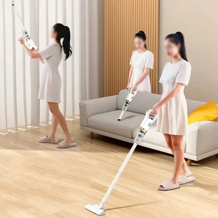 La aspiradora de mano vertical inalámbrica 3 en 1 es la solución perfecta para mantener tu hogar limpio y ordenado. Su diseño versátil te permite usarla como aspiradora vertical, de mano o escoba, adaptándose a todas tus necesidades de limpieza.