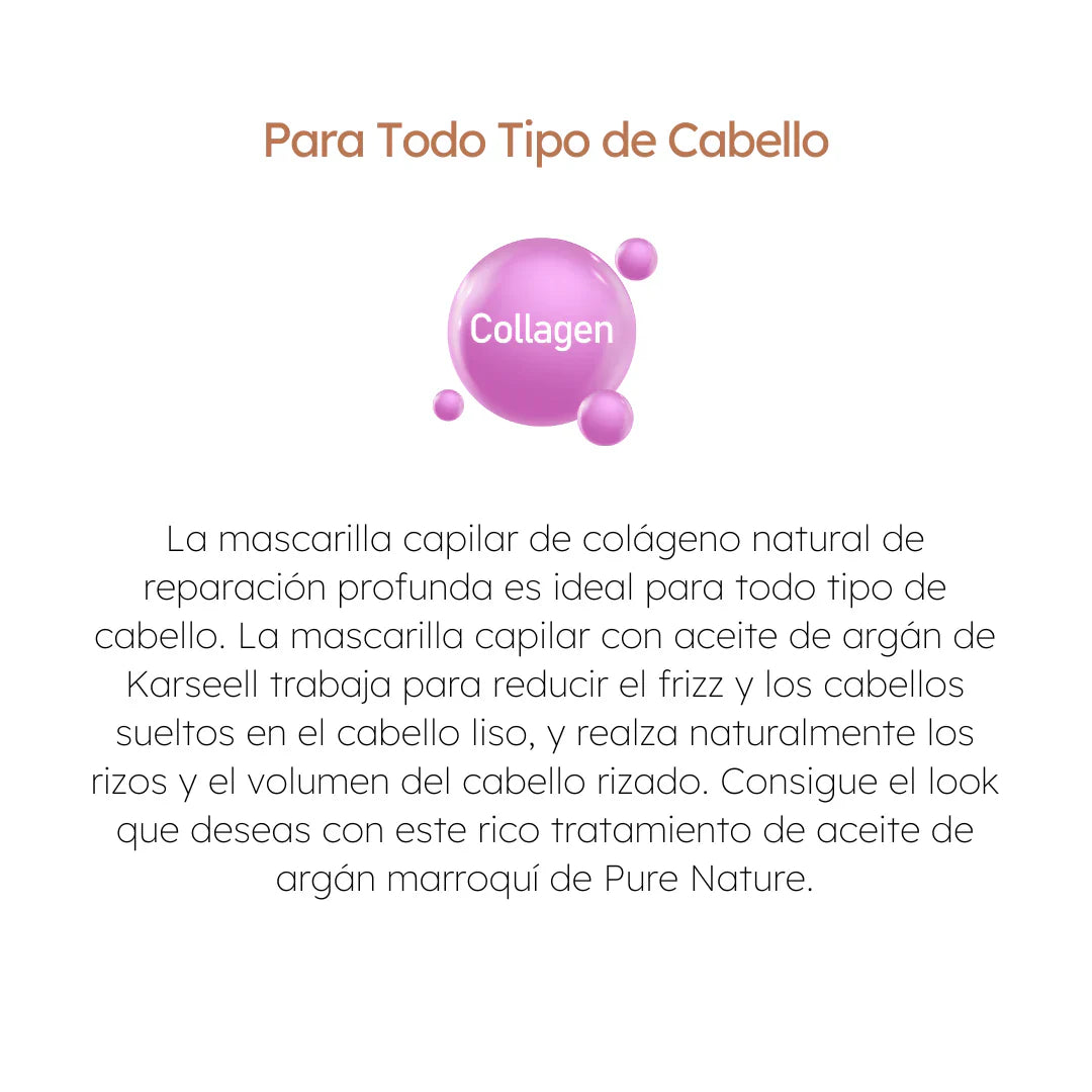 TRATAMIENTO CAPILAR CON COLÁGENO KARSEELL REPARACIÓN PROFUNDA ACONDICIONADOR CON ACEITE DE ARGÁN Y COLÁGENO, MASCARILLA ESENCIA PARA CABELLO SECO Y DAÑADO, TODOS LOS TIPOS DE CABELLO, 16.90 OZ / 500 ML.